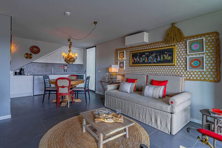 Sala de estar da Villa Gaivota no Cerrado das Fontainhas